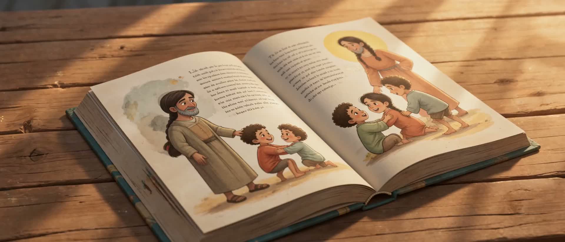 Un livre Wonderfolio ouvert dont les pages tournent